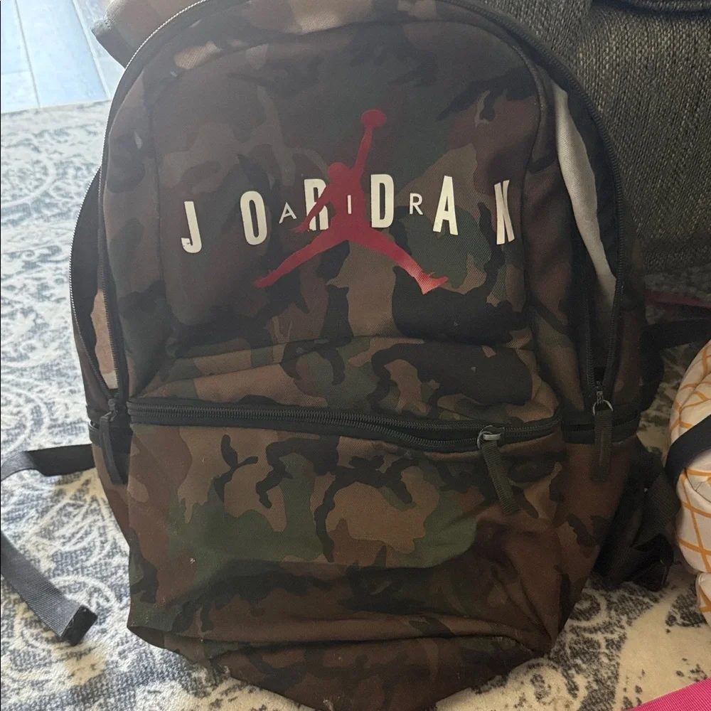 Jordan Kids Camo Backpack with Red Jumpman Logo